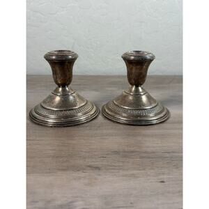 Vintage Lord Silver Inc. Sterling Weighted Candle Holders – Pair Classic Design